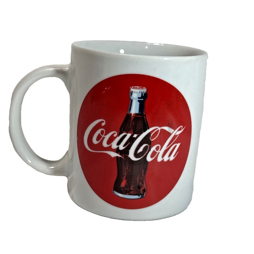 1992 Coca-Cola Coffee Cup White Ceramic Red Circle Logo Coke Collectible Mug